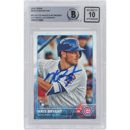 Kris Bryant Chicago Cubs Autographed 2015 Topps MLB Batting #616 Beckett Fanatics Witnessed Authenticated 10 Rookie Card